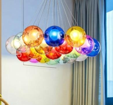 China Residential Minimalist Colorful Glass Bubble Ball Ceiling Lamp Pendant Lamp For Kids Room for sale