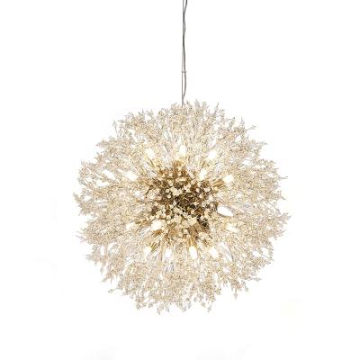 Китай New Modern Nordic Style Dandelion Branches Crystal Golden Chandelier Pendant Lamp продается