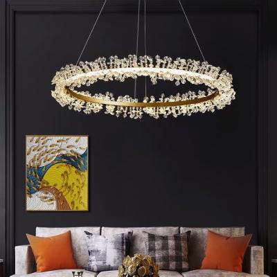 中国 Modern Modern LED Crystal Pendant Lamp Romantic Round Chandelier 販売のため