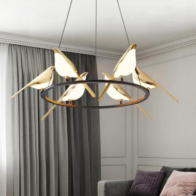 China Modern Multi Heads Pendant Lamp Acrylic Shade Bird Light Modern 6 Heads LED Pendant Lamps Living Room Chandelier for sale