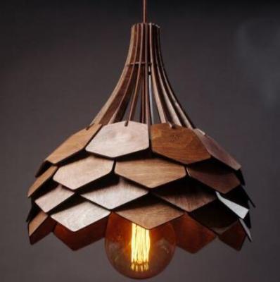 China Best Quality Modern Minimalist Wood Handmade Chandelier Natural Wooden Pendant Light Pendant Lamp for sale