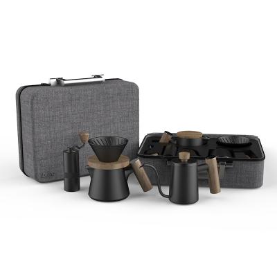 China Hot Selling DHPO 2021 Viable Coffee V60 Travel Bag Gift Set Coffee Shop Over Kettle Coffee Kit Maker With Luxury EVA Suitcase for sale