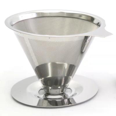 China Reusable Manual Filter Strainer Double Mesh Liner Coffee V60 Stainless Steel Stored Portable Coffee Spout for sale