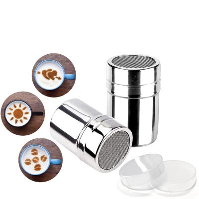 China Viable Manual Stainless Steel Coffee Powder Bottle With Mesh Lid Spice Seasoning Pepper Salt Shaker Wholesale Restaurant Small for sale