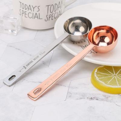 China De Cuisine 15ml 30ml Wholesale Single Viable Scoop 304 Rose Gold Mini Baking Food Unique Stainless Steel Coffee Metal Dosers for sale