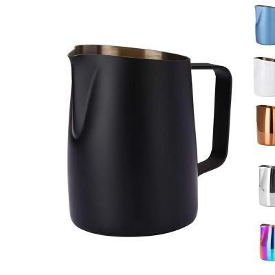 China Viable Black Gallon Latte Maker Arabic Stainless Steel Pointed Spout Frothing Bartender Coffee Frother Milk Jug Pitcher for sale