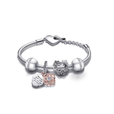 China Thailand factory wholesale 925 sterling silver rose gold charm bracelet set suitable for Pandoraer charm with exquisite logo. for sale