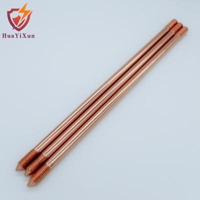 China HUAYIXUN Lightning Protection Copper Plating Threaded Grounding Rod for sale