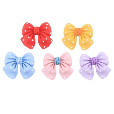 China China 30mm Resin Bowknot Dot Crafts Flatback Cabochon Scrapbooking Decorations Fit Hair Clips Bead Embellishments Diy for sale