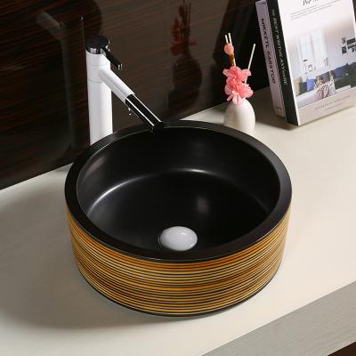 China Easy Clean Modern Antique Dining Room Countertop Hotel Bathroom Ceramic Sink Hand Wash Art Basin Color Sink for sale