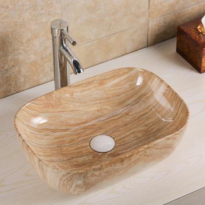 China Double-Flow Hotel Project Stone Basin Sink Square Marble Wall-Hung Solid Outdoor Wash Basin for sale