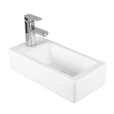 China Hotel Easy Clean Home Bathroom Small Vessel Wall Hung Sink Bowl Ceramic Wall Hung Wash Basins for sale