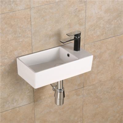 China Small Bathroom Easy Clean Corner Home Hotel Wall Hung Wash Basins Sanitary Ware Wall Hung Vanity Basin for sale