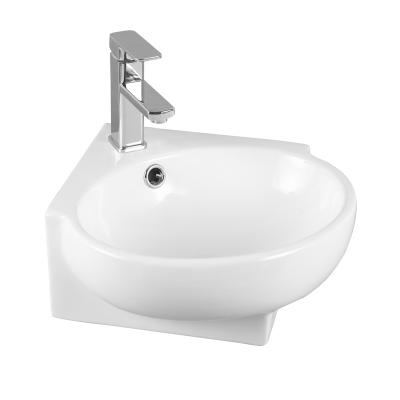 China Cheap Easy Clean Simple Bathroom Sink Small Corner Hole Wall Hung Basin Corner Sink for sale