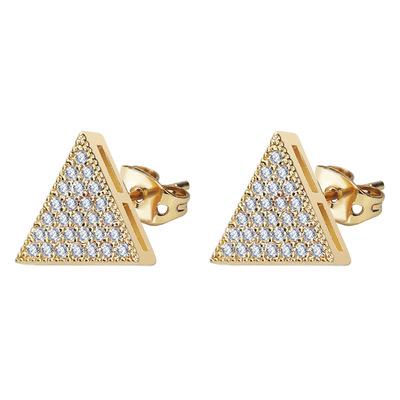 China CLASSIC Korean Fashion Central Institute of Statistics Triangle Zircon Stud Earrings Creative Cool Diamond Ball Earrings Small for sale