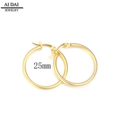 China CLASSIC 18k Gold Stainless Steel Hoop Earrings Wire Women Earrings 15-80mm for sale