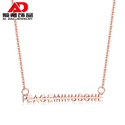 China Chinese and English simple stainless steel women CLASSIC rose gold letter necklace temperament for sale