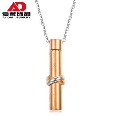 China Office/Career Fashion Cylindrical Design Titanium Steel Necklace Personalized Couples Necklace Rose Gold Jewelry for sale