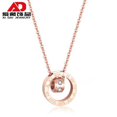 China CLASSIC Titanium Steel Rose Gold Clavicle Chain Necklace Roman Numeral Delicate Women for sale