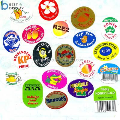 China Waterproof Food Grade No Leave Glue Waterproof Barcode Stickers Adhesive Fruit Food Vegetable Labels for sale