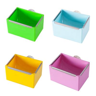 China Viable round plastic pet food box small rabbit food bowl universal pet products can be fixed food bowl for sale