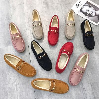 China New Arrival Ladies Round Plush Flats Warm Winter Shoes Women Boat Shoes For Women for sale