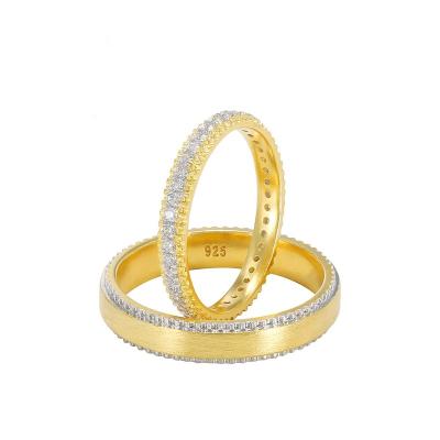 China FASHIONABLE Couple Engagement 925 Silver Jewelry Diamond Gold Plated Rings Gold Plated Ring Wedding Zircon Luxury Women Gold Plated Ring for sale