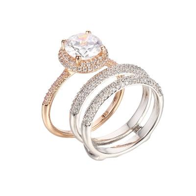 China TRENDY Bride Jewelry Set Wedding Rings For Men And Women Rose Gold Engagement Ring for sale