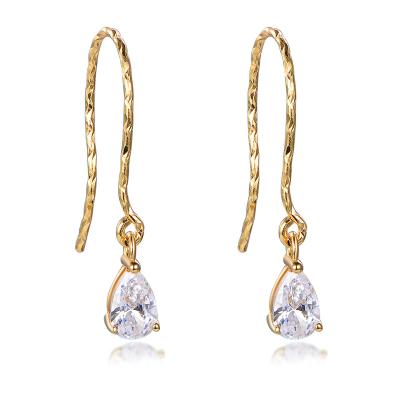 China High Quality 925 Lead Free Nickel Free Sterling Silver Earrings Popular Pear Diamond Drop Earrings Hook Earrings For Women for sale