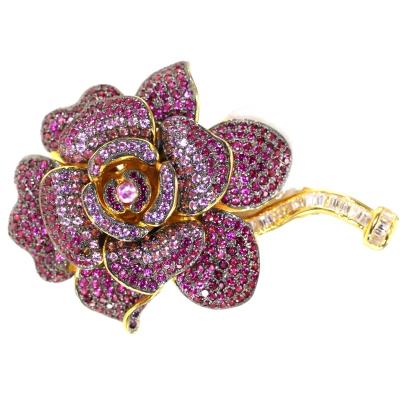 China Silver Hot Selling Very Popular Silver Gold Plated Flower Brooch for sale