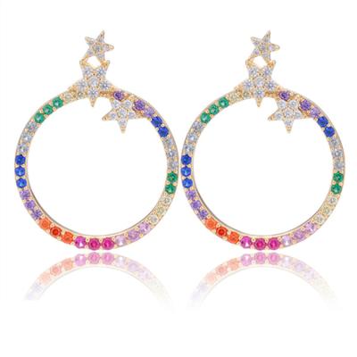 China Cheap Fashion Hoop Earrings Lead Free Nickel Free 925 Sterling Silver Earings Set Rainbow Earrings For Women Wholesale 2021 for sale