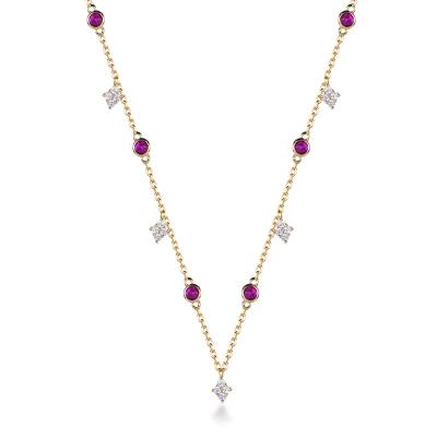 China Trendy New Trendy Fashion Colorful Diamond Sterling Silver 18k Gold Necklace For Women for sale