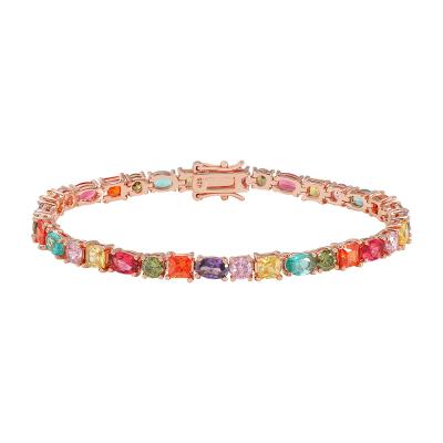 China FASHIONABLE Hot Selling Silver Multi Color 925 CZ Zircon Diamond Tennis Bracelet for sale