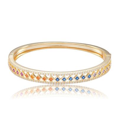 China Braccialetto 14k 18k gold bangle bracelet jewelry womens 925 sterling silver FASHIONABLE crystal jewelry Rainbow bangle brazalete for sale