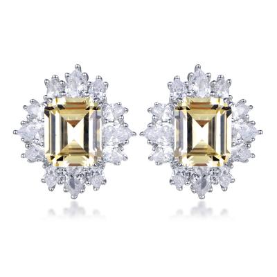 China 925 Trendy Silver Luxury Gemstone Stud Earrings Women Charms Stud Earrings for sale