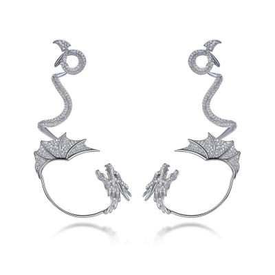 China Fashion TRENDY Raptors Cool Animal Dragon Charm Women's Earrings 925 Sterling Silver Luxury Stud Earrings for sale