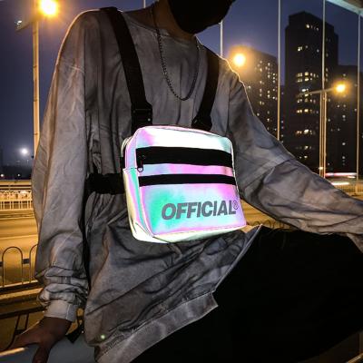 China Reflective logo holographic rainbow bag chest bag for men and women bag custom holographic logo laser for sale