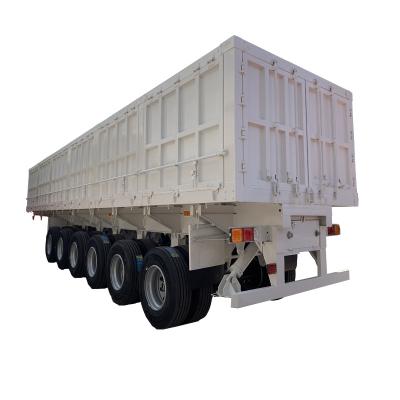 China 40 ft Transport Cargo Goods Truck Trailer Side Wall 60 /80ton High Dump Box Axles 4 Flatbed 3 Axles Side Wall Trailer for sale