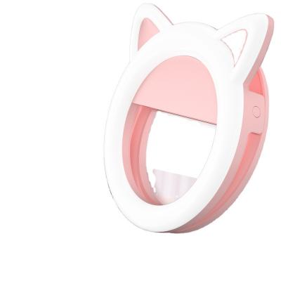 China Lovely unique cat ear design small 6 inch selfie ring light with rechargeable battery for phone, laptop, tablet fill light, RK-74 6 inch 15.3cm for sale