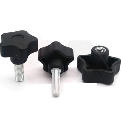 China Five Lobe Star Handle Solid Custom Plastic Knobs With Screw Bolt 1/4 1/2 5/16 3/8 for sale