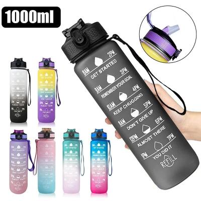 China Stored Leakproof Drinking Outdoor Jugs 1 Liter Water Bottle Motivational Sports Water Bottle Travel Gym Fitness Bottles for Kitchen for sale