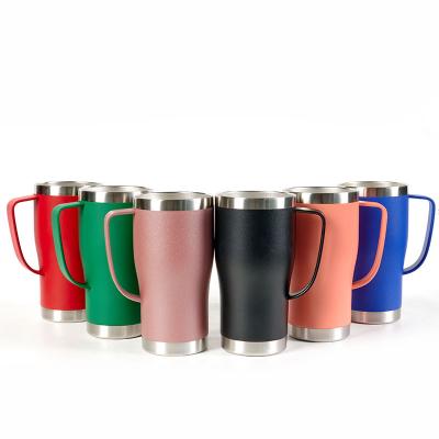 China New Arrival Double Wall Stainless Steel Travel Beer Coffee Tumbler Stocked Mug With Handle 20oz Vacuum Insulated Regular Tumbler for sale