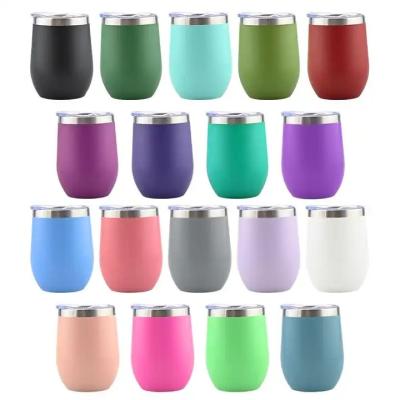 China Bulk 12oz Sublimation Straight White Shimmer Wine Tumbler Stemless Egg Stocked for sale