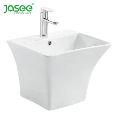 China Modern Modern Sanitary Ware Bathroom Wall Hung Half Pedestal Wash Basin for sale