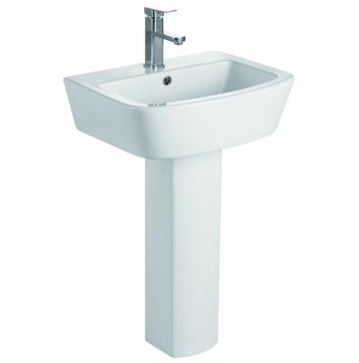 China Modern Wholesale Petal Pedestal Ceramic Hotel Sink Wash Basin for sale