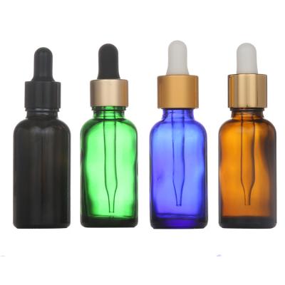 China Personal Mini Glass Green Dropper Bottles Oil Hair Care Strip 30ml Luxury Packaging for sale