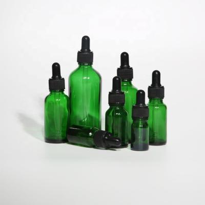 China Wholesale Customized Matte Green Black Circular Serum Empty Oil Dropper Cosmetic Frosted Glass Bottles 10ml 15ml 20ml 30ml 50ml 60ml for sale