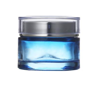 China 350ml Luxury Blue Acrylic Clear Cosmetic Glass Cosmetic Jar for sale