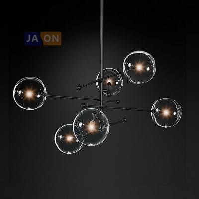 China Residential G4 Led Postmodern Iron Chandelier Glass Black Gold Chandelier Lighting LED Lamp Light For Dining Room Foyer for sale