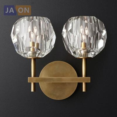 China Modern G9 Led Retro Vintage Iron Crystal Copper Black Chrome LED Wall Lamp American LED Wall Light Wall Sconce For Bedroom for sale